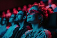 Vintage people watching movie in the cinema wearing 3d glasses photography portrait adult.