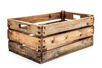 Wooden crate box white background container.