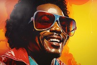 Black man have emotion sunglasses portrait laughing.