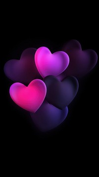 Abstract blurred gradient illustration hearts purple night pink.