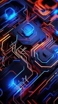 Circuit cyberspace design neon light abstract illuminated backgrounds.