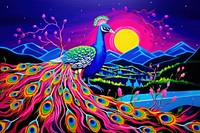 A couple peacock painting pattern purple.