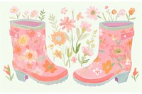 Rubber boots with flowers footwear shoe freshness.