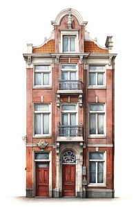 Architecture illustration of a dutch tall rowhouse building window city.