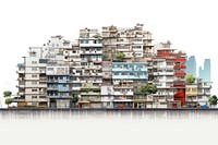 Architecture illustration of a layers of hongkong apartments building city town.