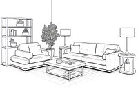 Furniture room furniture sketch architecture.