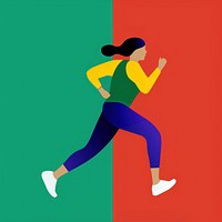 Woman running jogging cartoon determination.