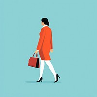 Business woman walking footwear handbag cartoon.