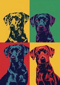 Four dog in four different color art mammal animal.