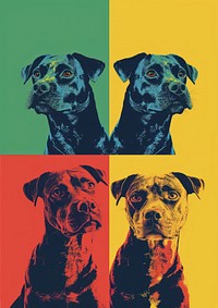 Four dog in four different color art mammal animal.