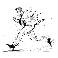 Outline sketching illustration of a man walking footwear drawing cartoon.