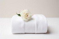 Towel wrap white label flower plant rose.