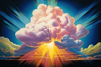 Airbrush art of a stroming cloud outdoors fire sky.