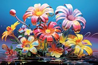 Airbrush art of Flowers flower painting outdoors.