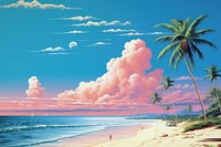 Airbrush art of sky at beach landscape outdoors horizon.