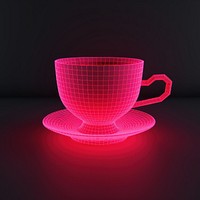 Neon tea cup saucer light drink.