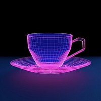 Neon tea cup saucer coffee light.