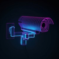 Neon cctv wireframe light diagram surveillance.