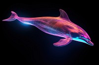 Neon dolphin wireframe animal fish underwater.