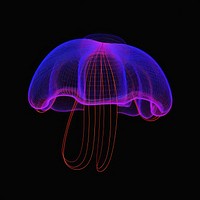 Neon jellyfish hat wireframe purple translucent underwater.