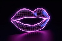 Neon lips wireframe light neon purple.