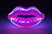 Neon lips wireframe light purple neon.