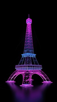 Neon paris wireframe architecture building landmark.