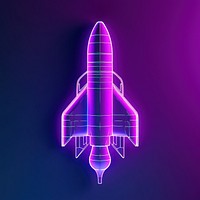 Neon rocket wireframe aircraft vehicle purple.