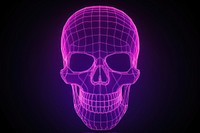Neon skull wireframe purple technology futuristic.