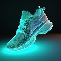Neon shoes wireframe footwear illuminated technology.