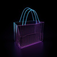 Neon shopping bag wireframe handbag light neon.