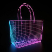 Neon shopping bag wireframe handbag light neon.