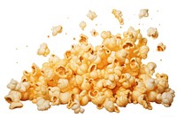 Falling popcorn border snack food white background.