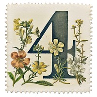 Vintage Number 4 postage stamp.