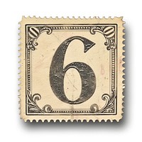 Vintage Number 6 postage stamp.
