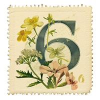 Vintage Number 6 postage stamp.