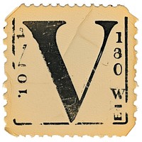 Vintage alphabet V postage stamp.