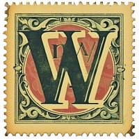 Vintage alphabet W postage stamp.