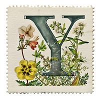 Vintage alphabet Y postage stamp.