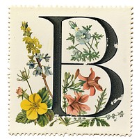 Vintage alphabet B postage stamp.