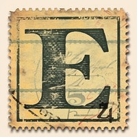 Vintage alphabet E postage stamp.