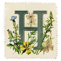 Vintage alphabet H postage stamp.