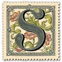 Vintage alphabet S postage stamp.