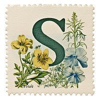 Vintage alphabet S postage stamp.