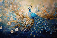 Peacock with gold glister painting animal bird.