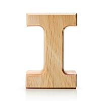 Letter I wood font white background.