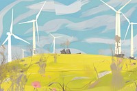 Clean wind turbines landscape outdoors windmill grass.