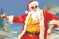 Santa claus wear sunglasses christmas adult art.