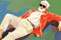 Santa claus wear sunglasses painting adult art.