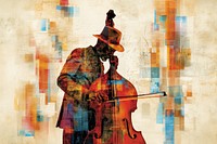 Jazz musician of different playing musical instrument and singing painting cello adult.